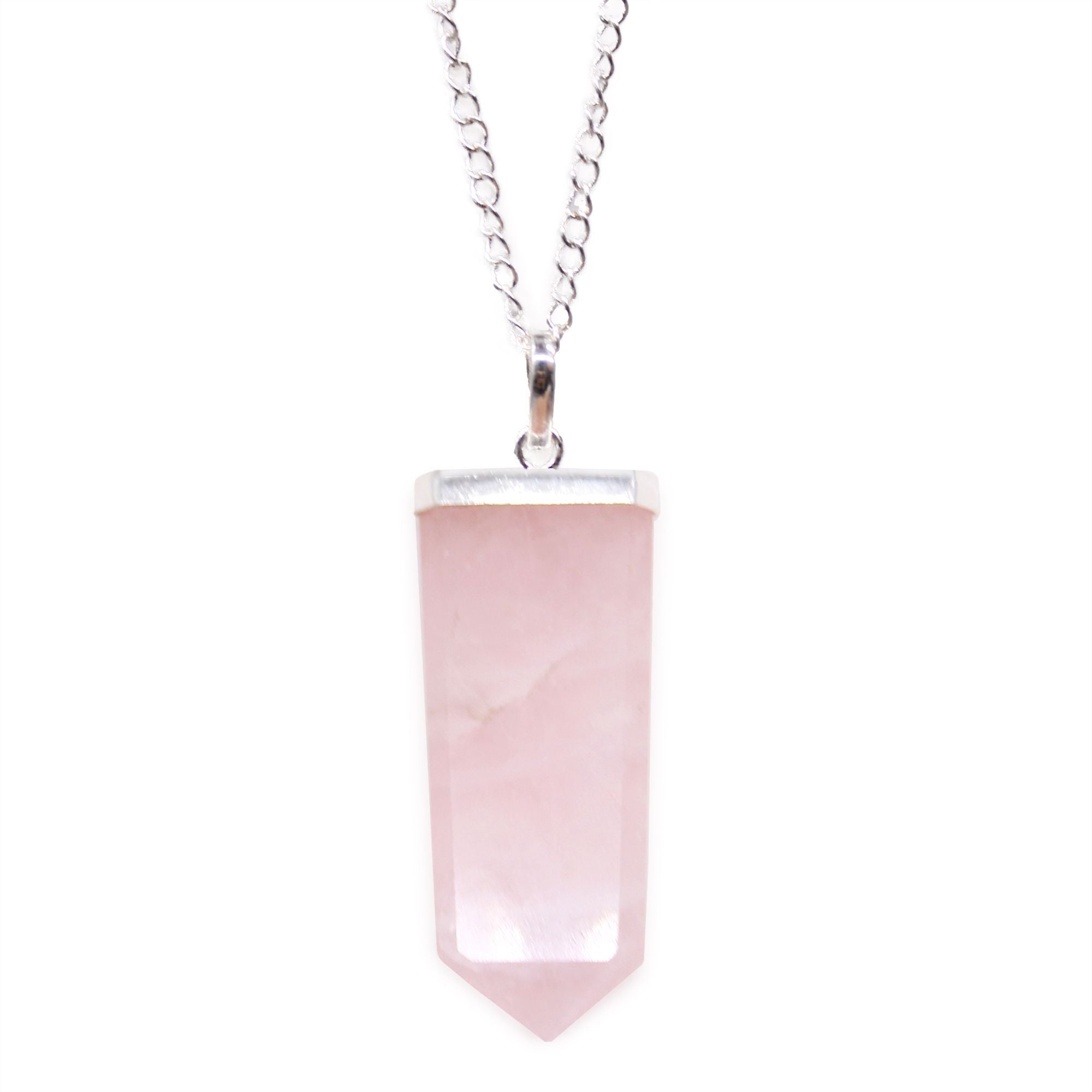 Pendente Plano de Pedra Preciosa - Quartzo Rosa