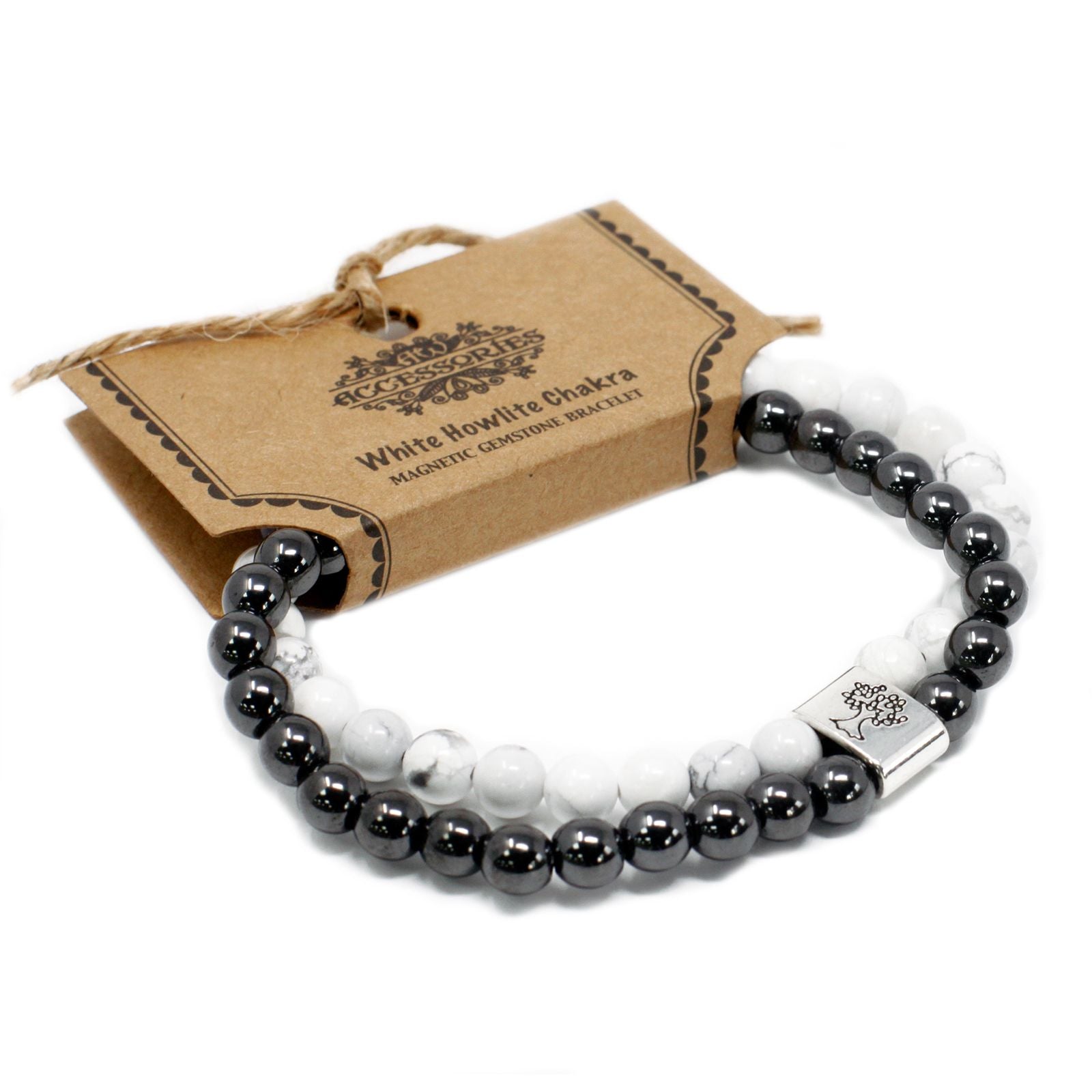 Pulseira Magnética em Pedras Naturais – Howlita Branca Chakra