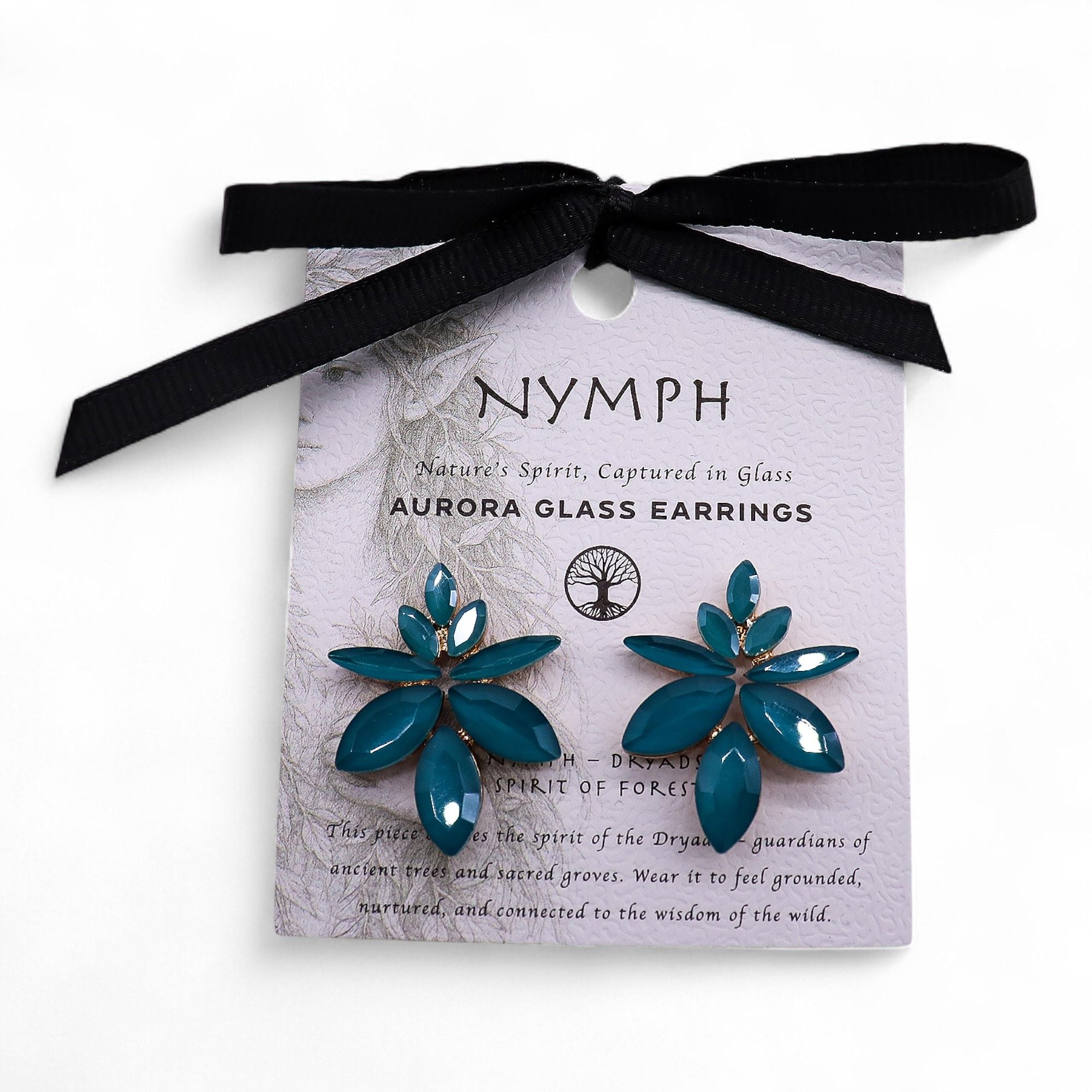 Vintage Crystal Earrings - Flowers - Turquoise Green