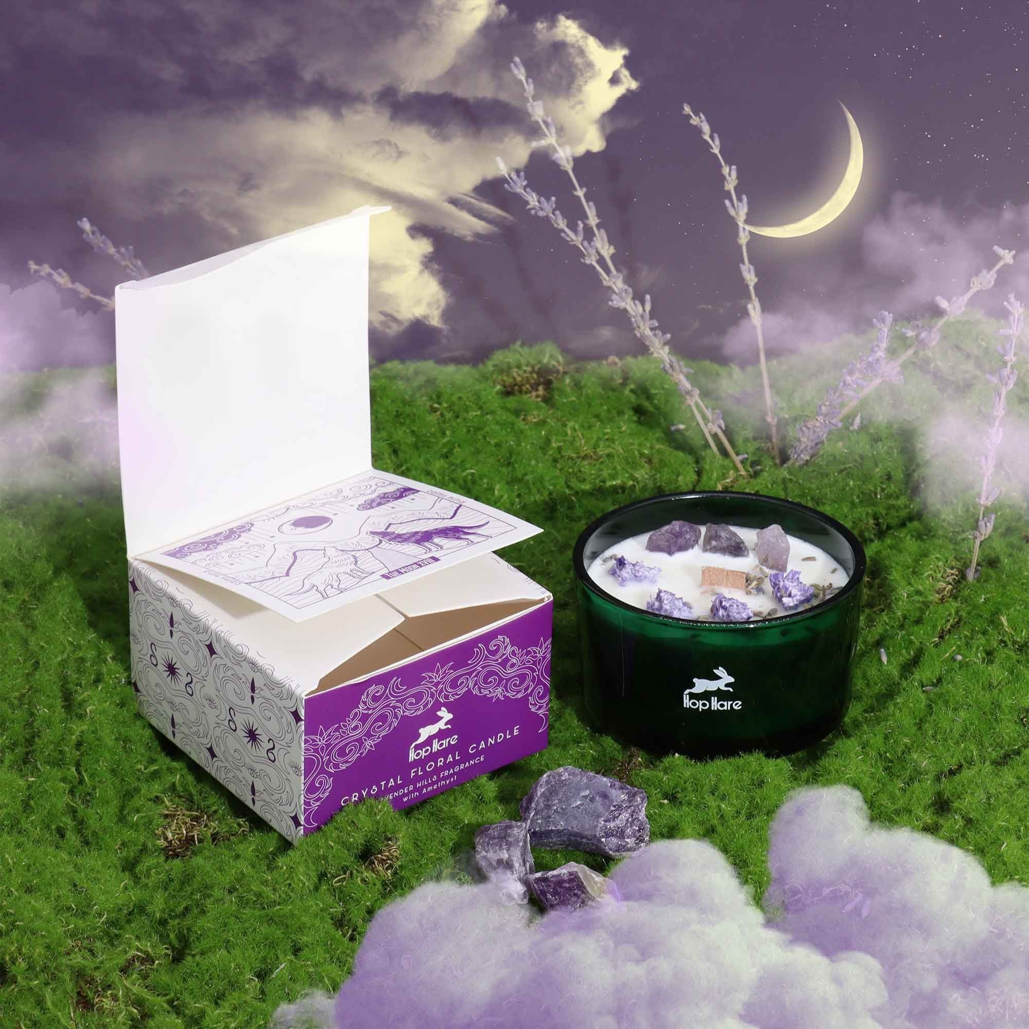 Vela Floral Mágica com Cristal Hop Hare Lua