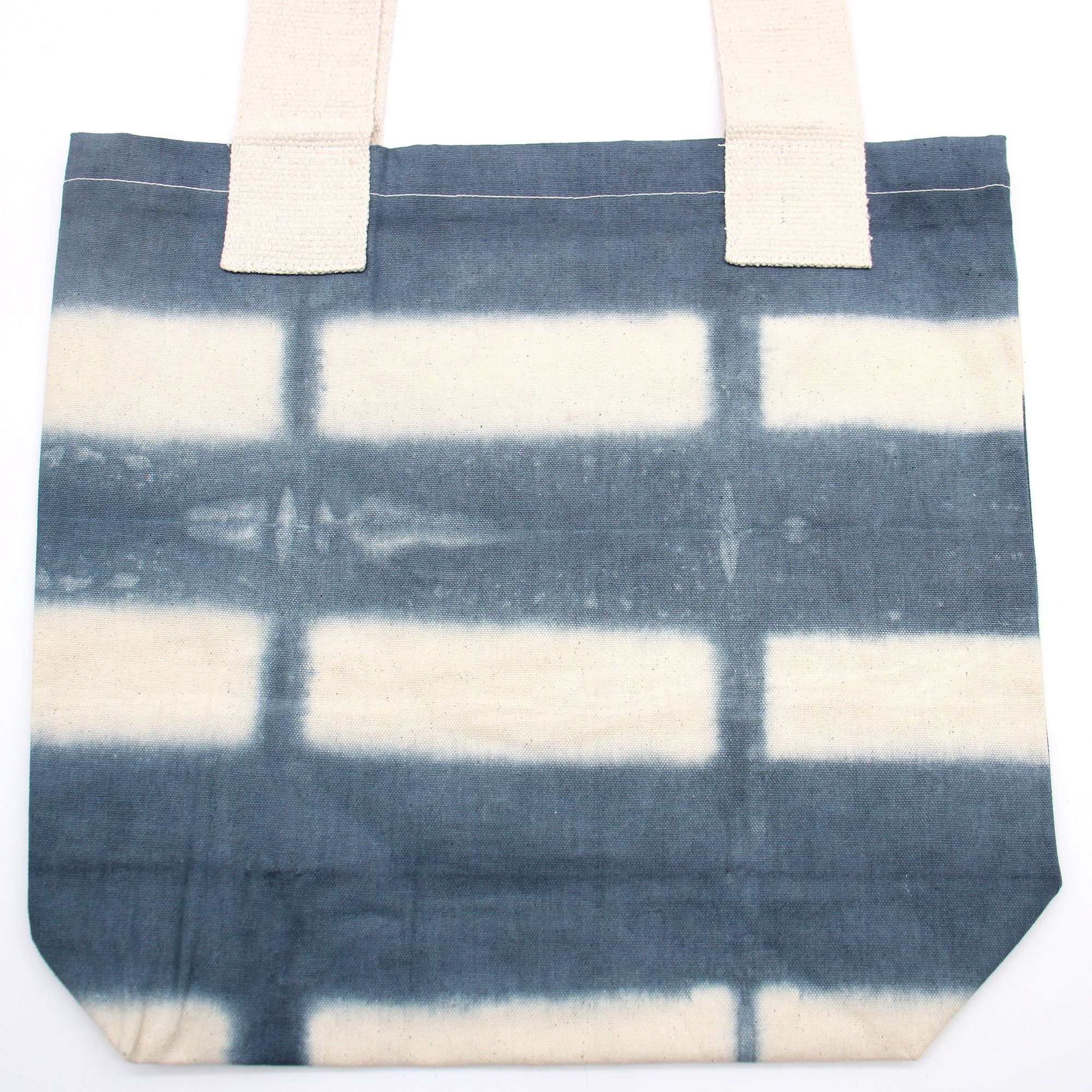 Bolsa de Algodão Natural Tie Dye - Retângulos Cinzentos - Alça Natural