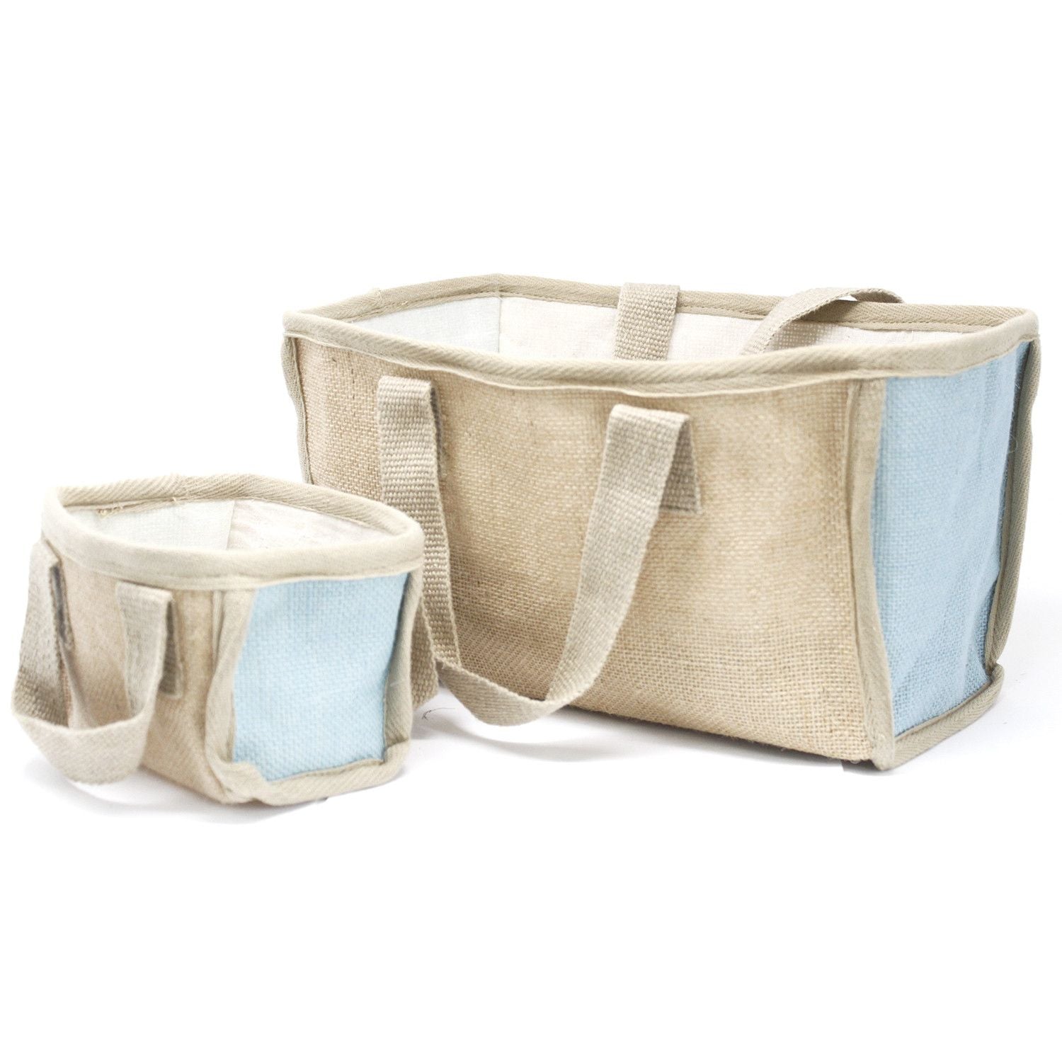 Cesto Grande de Yute - 33x18x20 cm - Azul