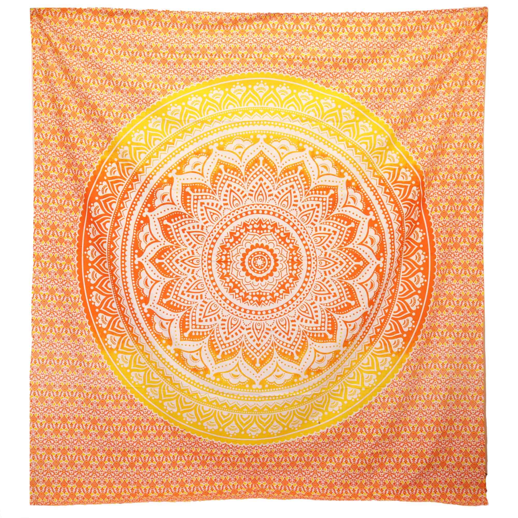 Tapeçaria de Parede ou Pareo Mandala Laranja
