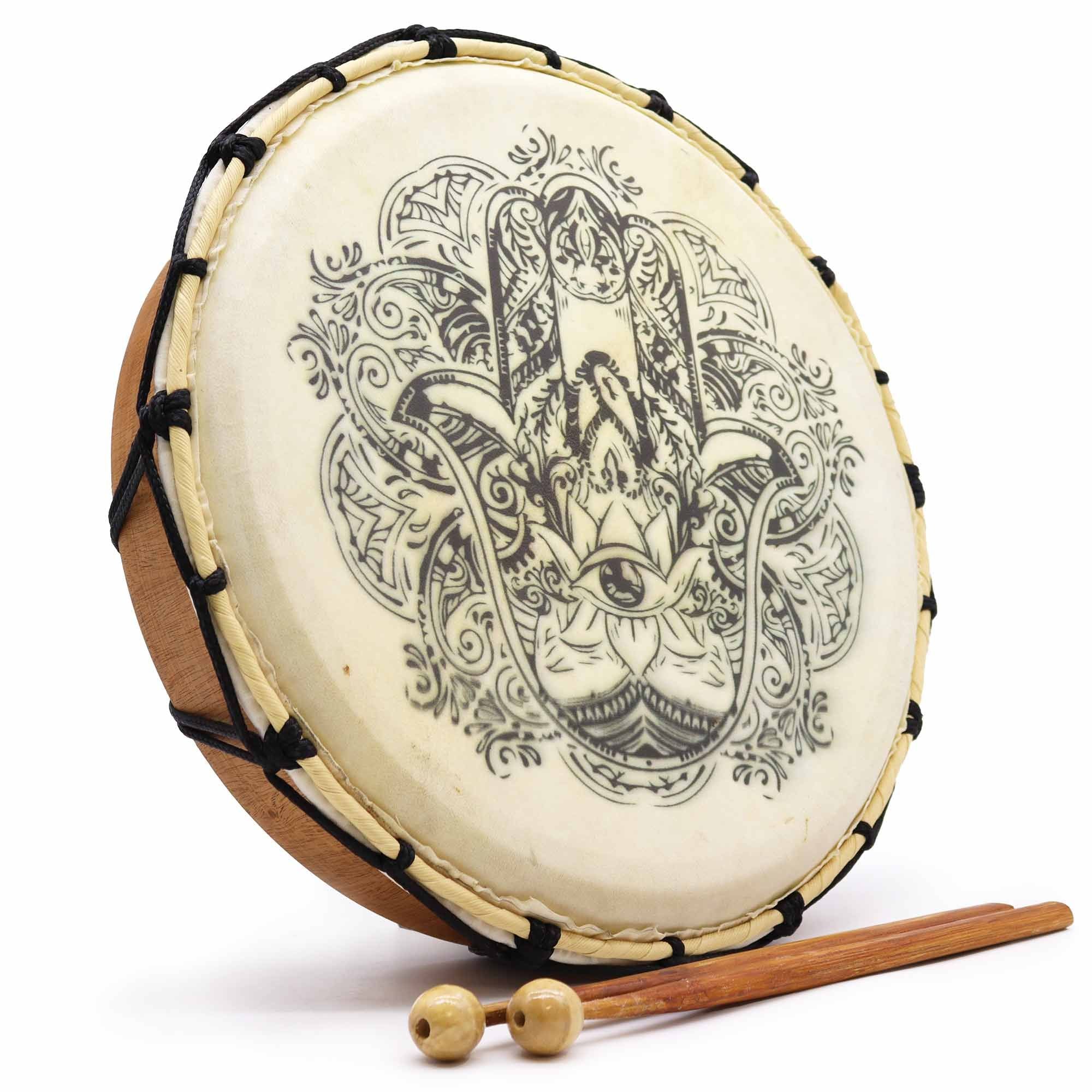 Tambor Xamânico Hamsa com Baqueta - 30 cm