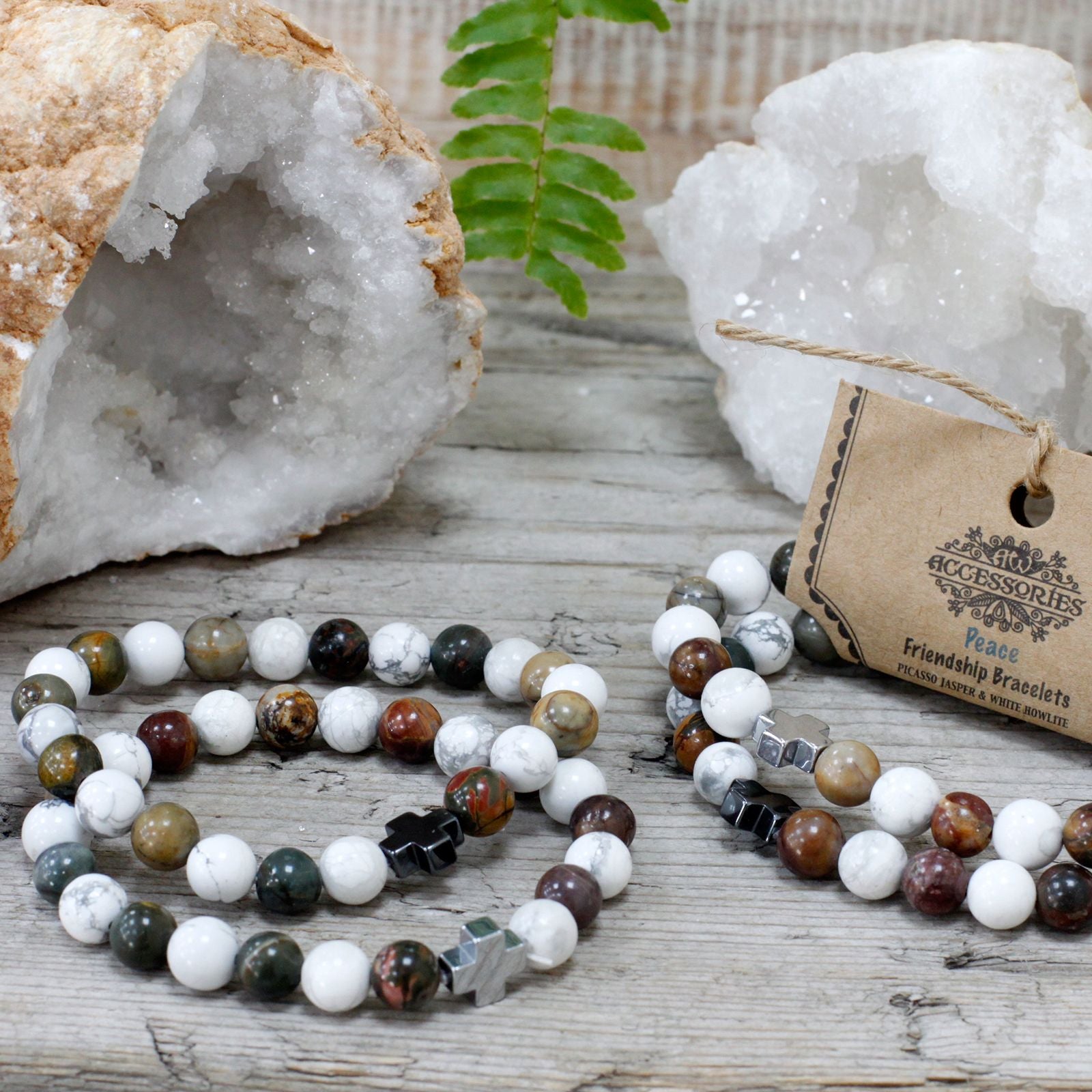 Conjunto de 2 Pulseiras em Pedras Naturais – Paz
