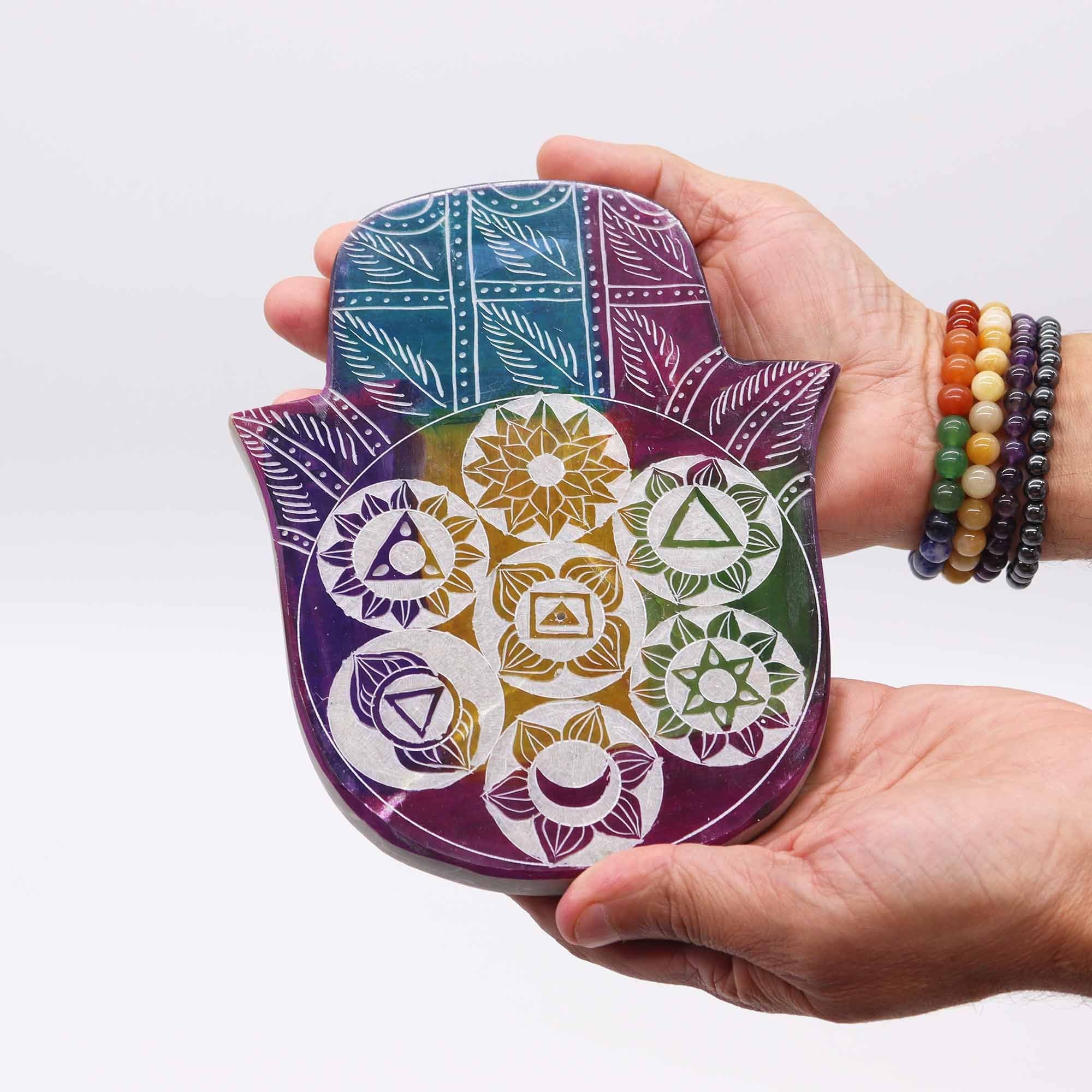 Suporte de Incenso Hamsa Grande Sete Chakras