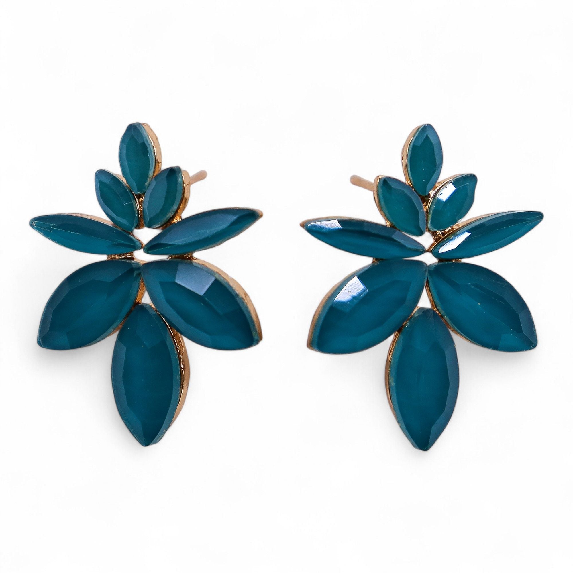 Brincos de Cristal Vintage - Flores - Verde Turquesa