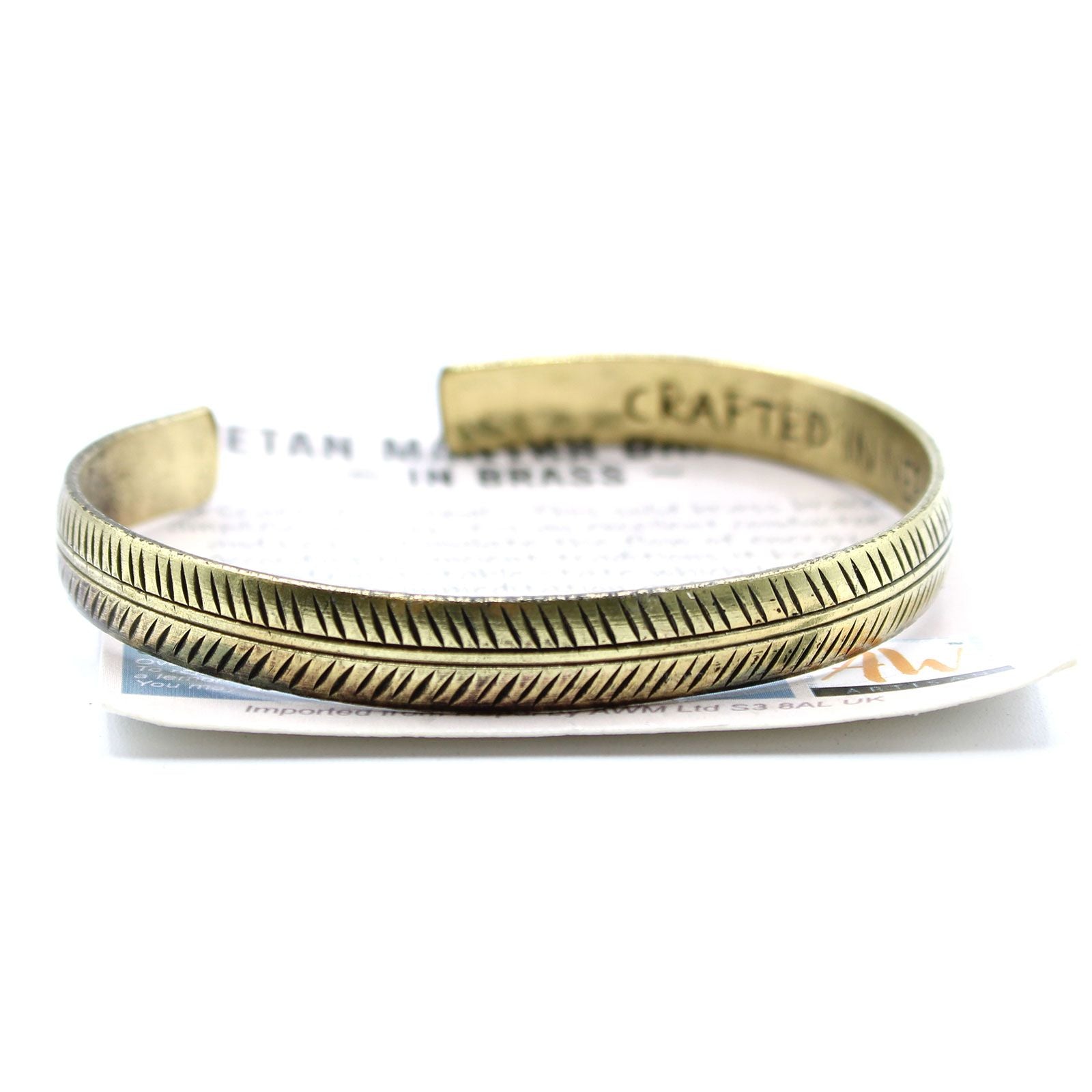 Pulsera Tibetana de Latón – Hoja Tribal Fina
