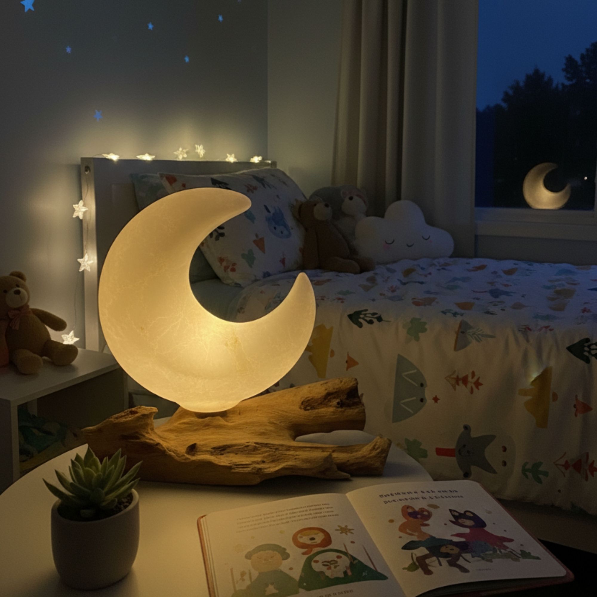 Lâmpada de Mesa com Abajur Meia-Lua Craquelado – Cinzento