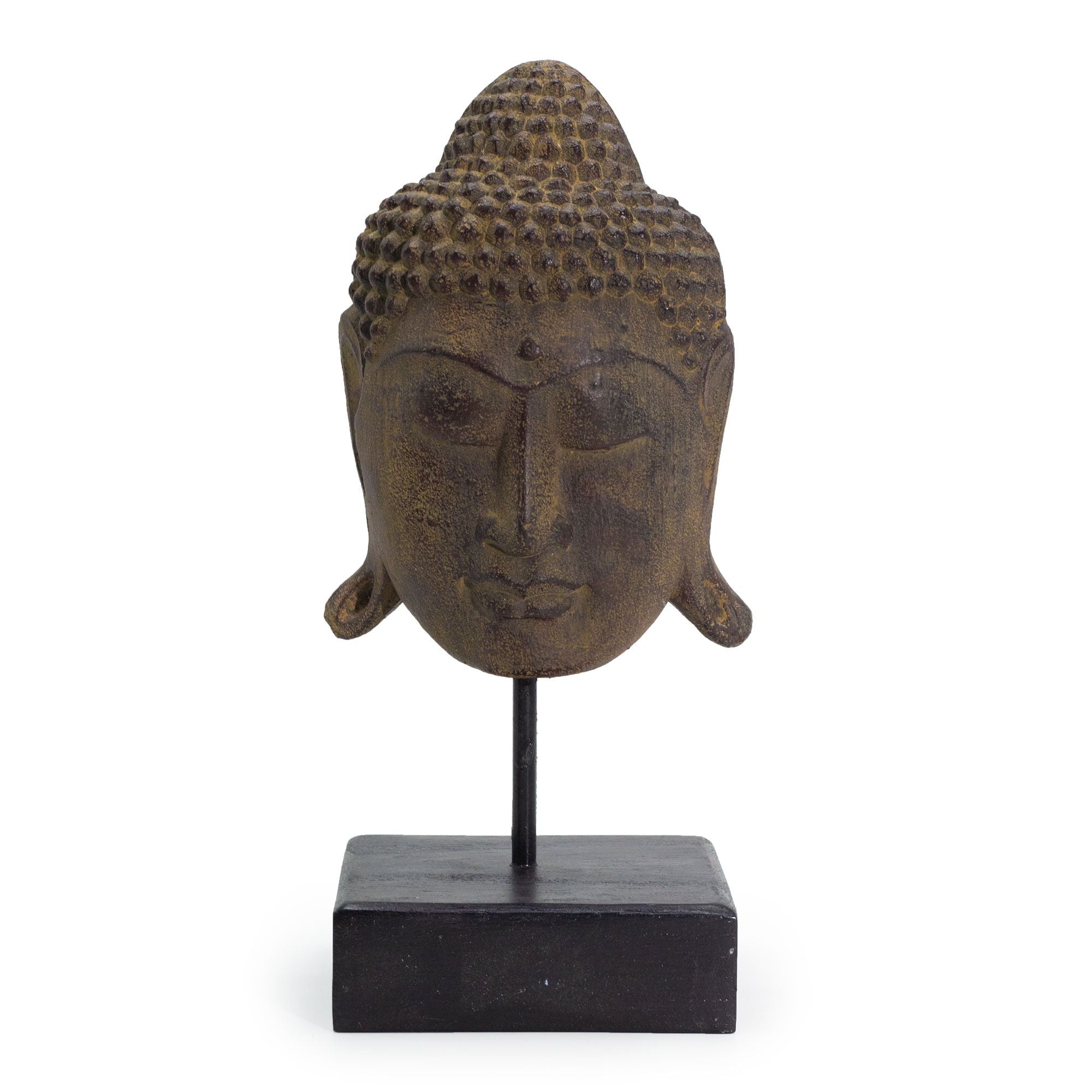 Cabeça de Buda Serenidade Grande com Suporte – Cinzento