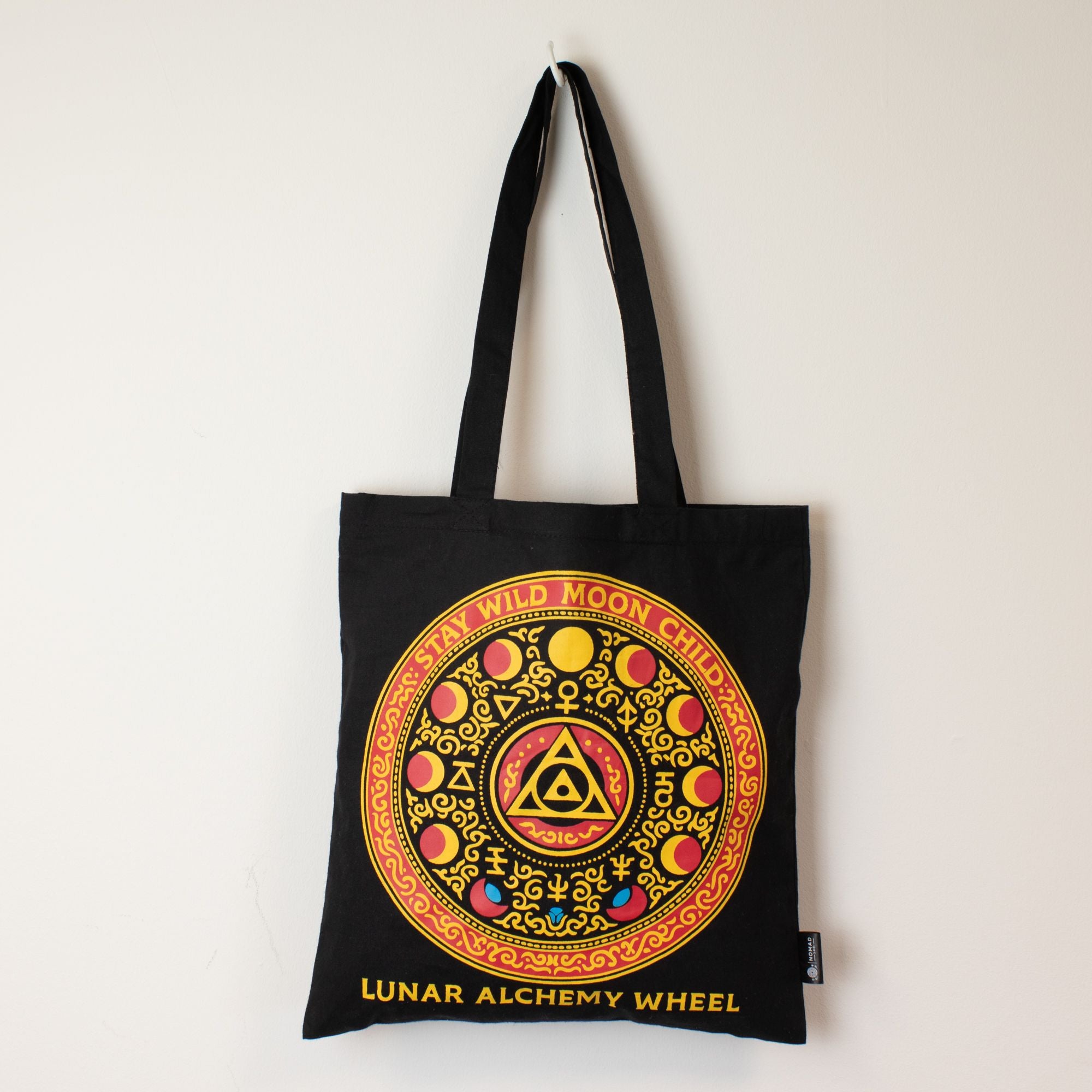 Bolso Tote Clásico Icónico - Rueda Alquimia Luna - Negro 6 oz