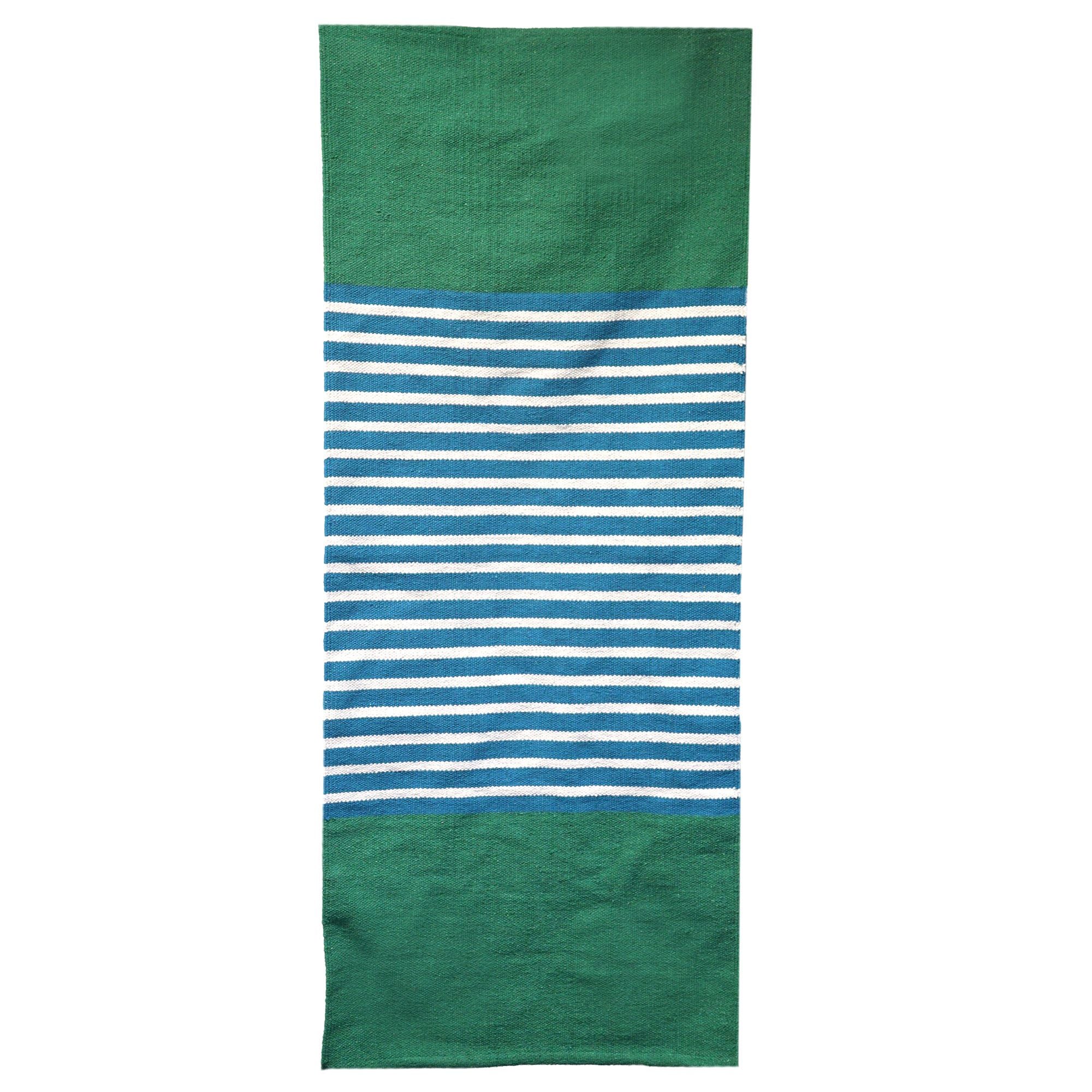 Tapete Indiano em Algodão Azul e Verde