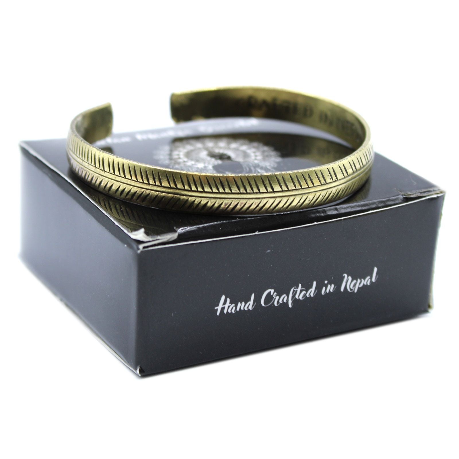 Pulsera Tibetana de Latón – Hoja Tribal Fina