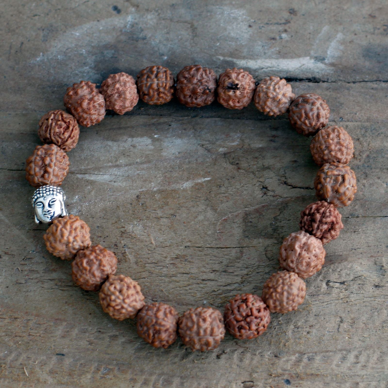Pulseira Rudraksha Buda Japa Mala - Castanho