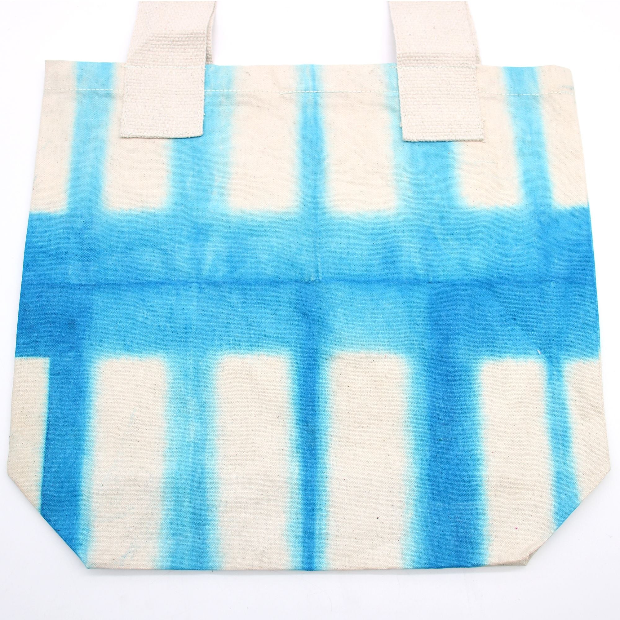 Bolsa de Algodão Natural Tie Dye - Retângulos Azul Claro - Alça Natural