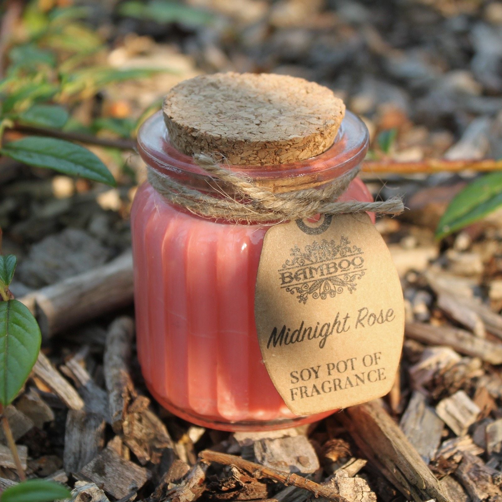 Vela de Cera de Soja em Frasco Rosa