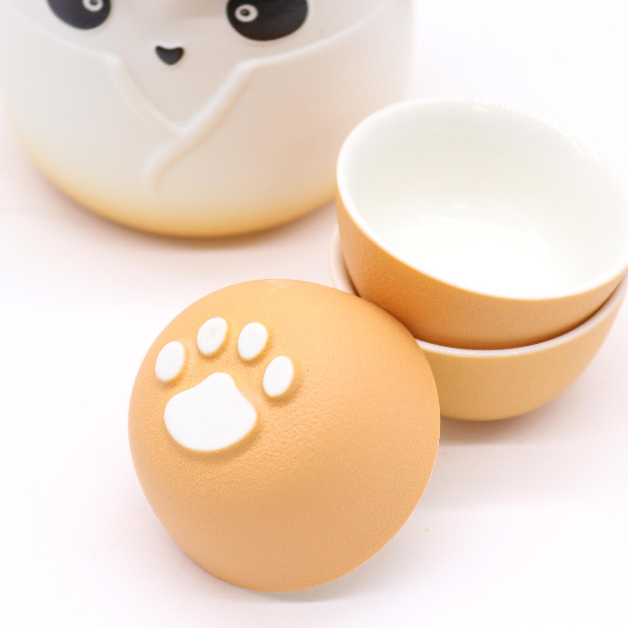 Conjunto de Bule Panda e Três Chávenas – Laranja