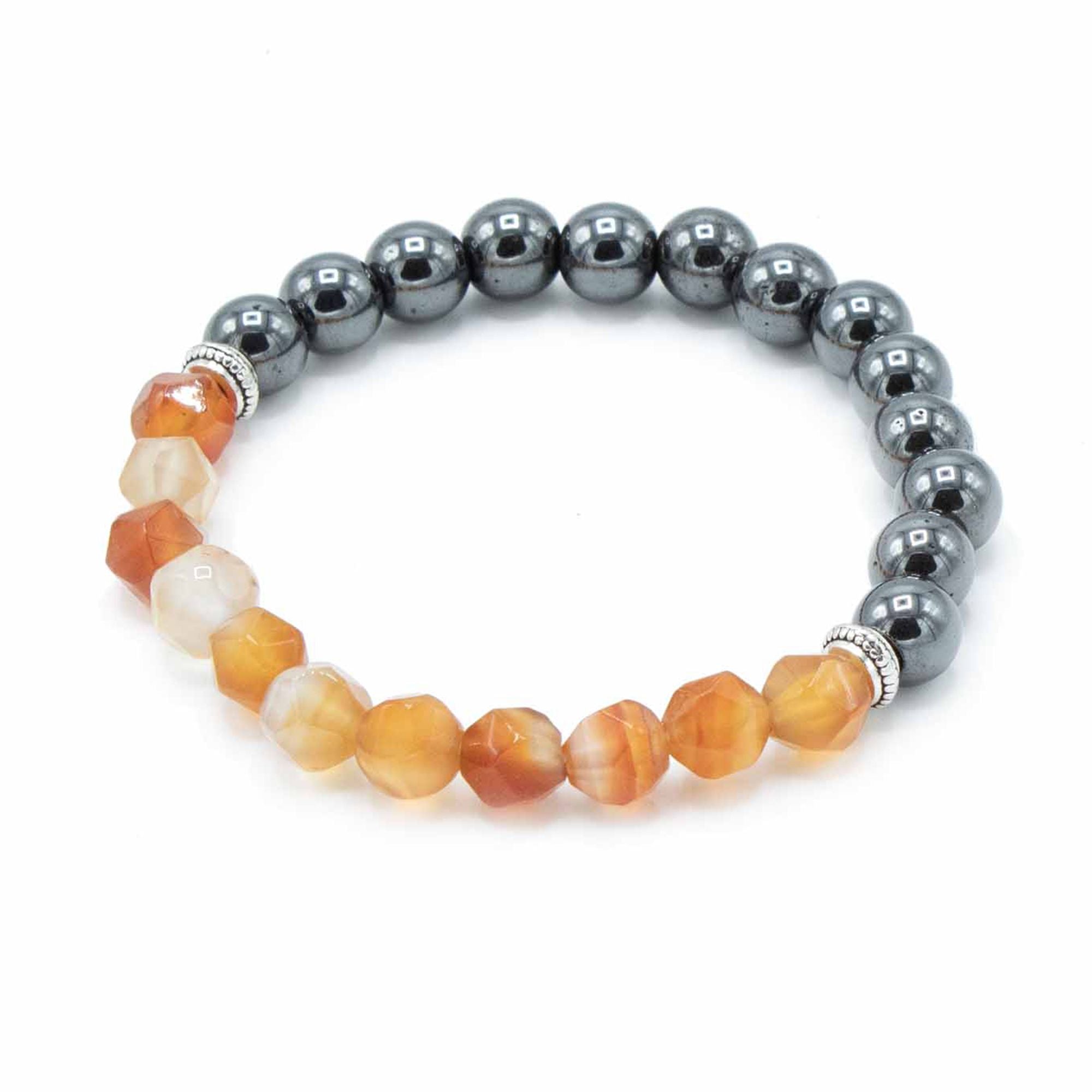 Pulseira Magnética em Pedra Natural Entalhada – Cornalina