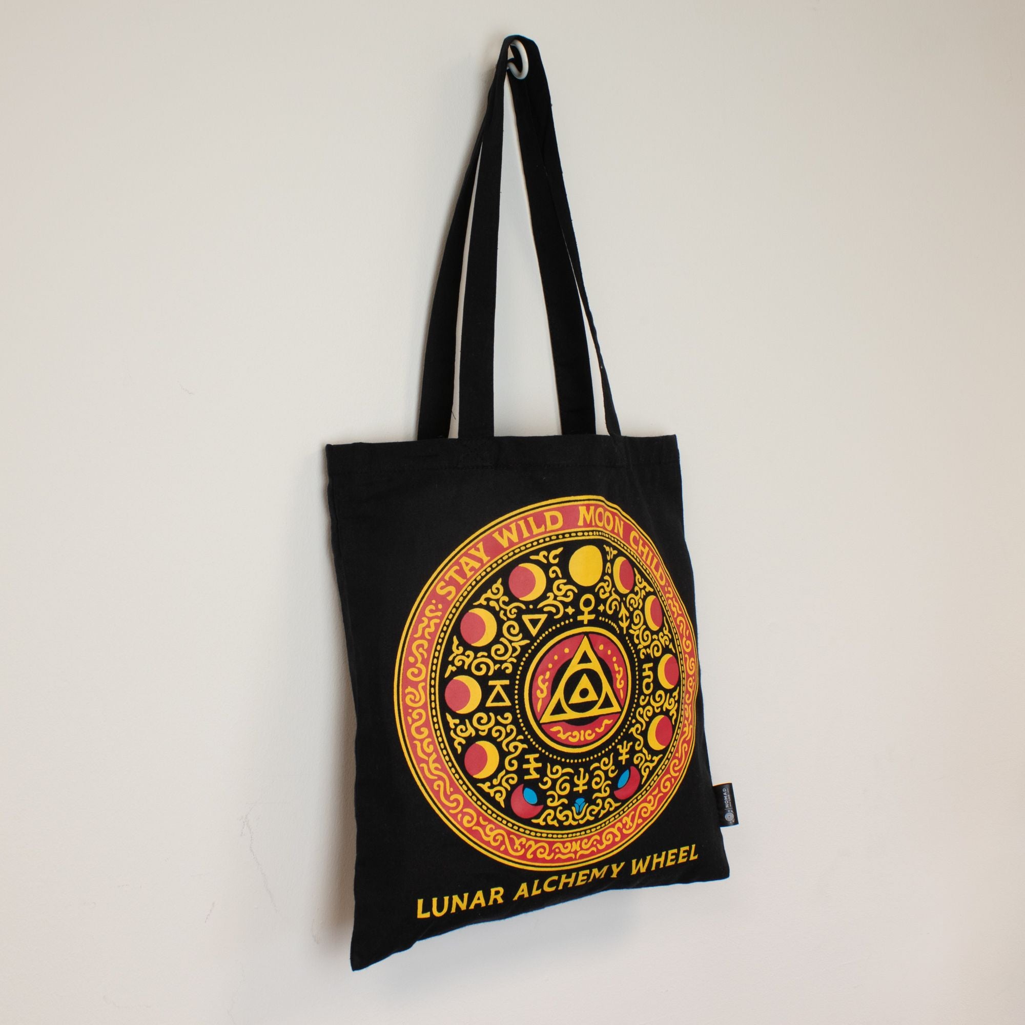 Iconic Classic Tote Bag - Lunar Alchemy Wheel - Black 6 oz