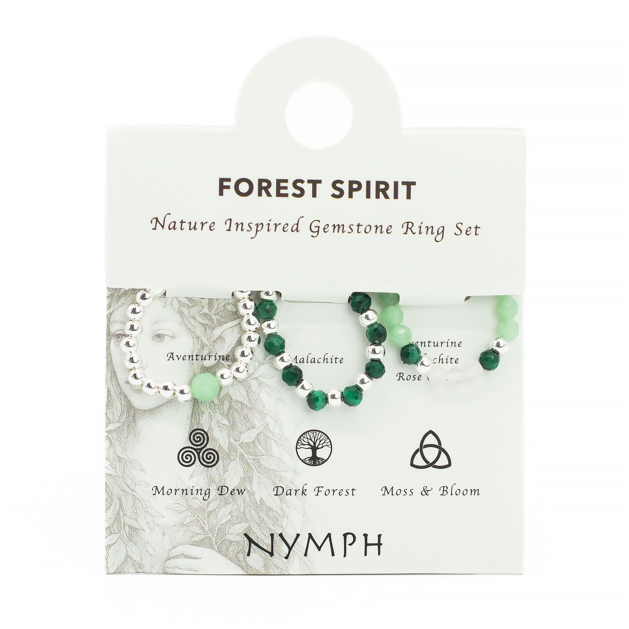 Conjunto de Anéis com Pedra Nymph – Espírito da Floresta