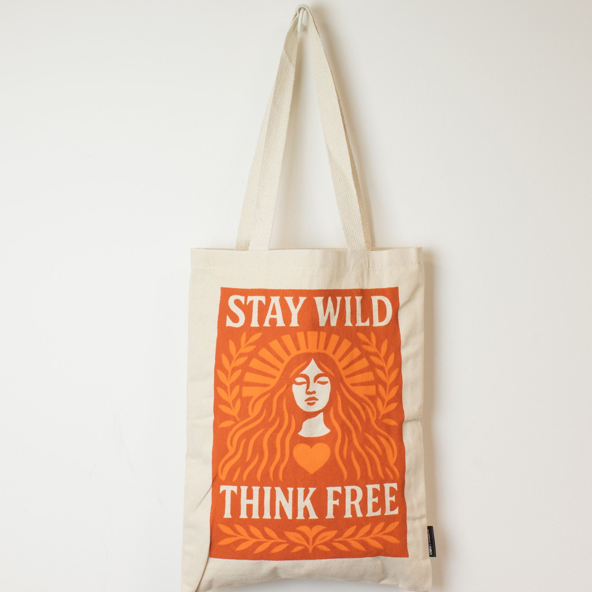 Bolsa Tote em Algodão Nomad Sari Stay Wild Natural 41 x 31 cm