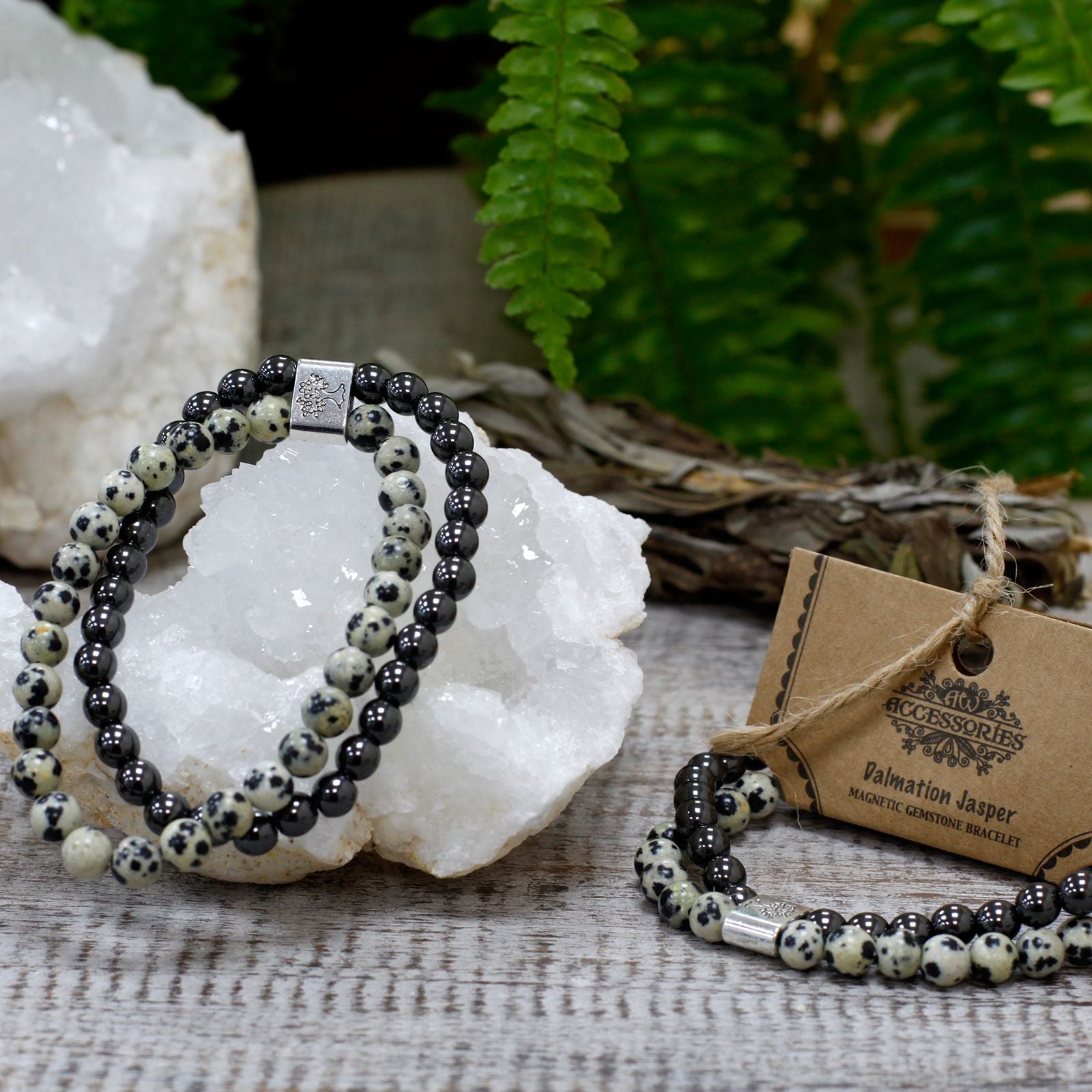 Magnetic Bracelet in Natural Stones – Dalmatian Jasper
