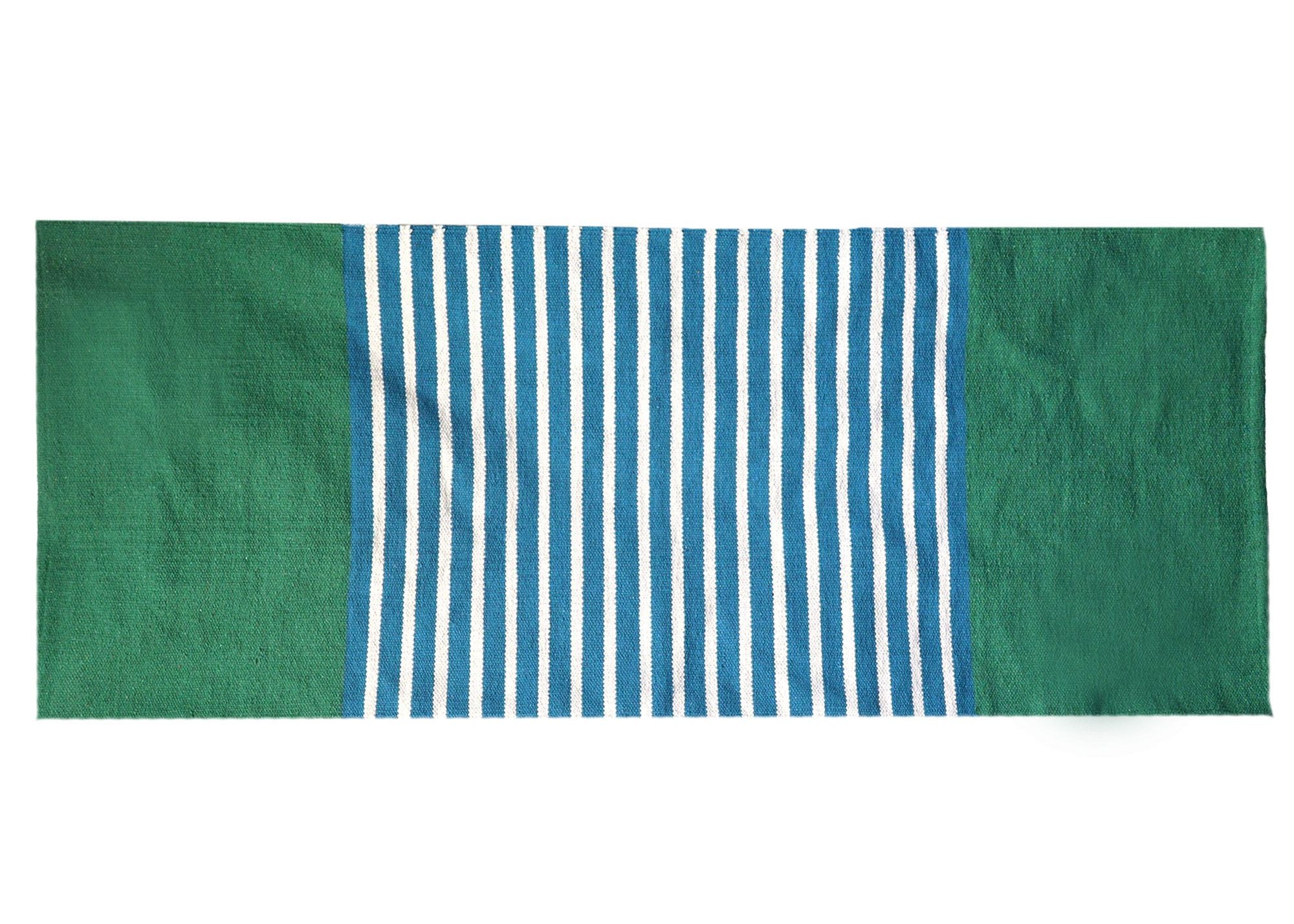 Tapete Indiano em Algodão Azul e Verde