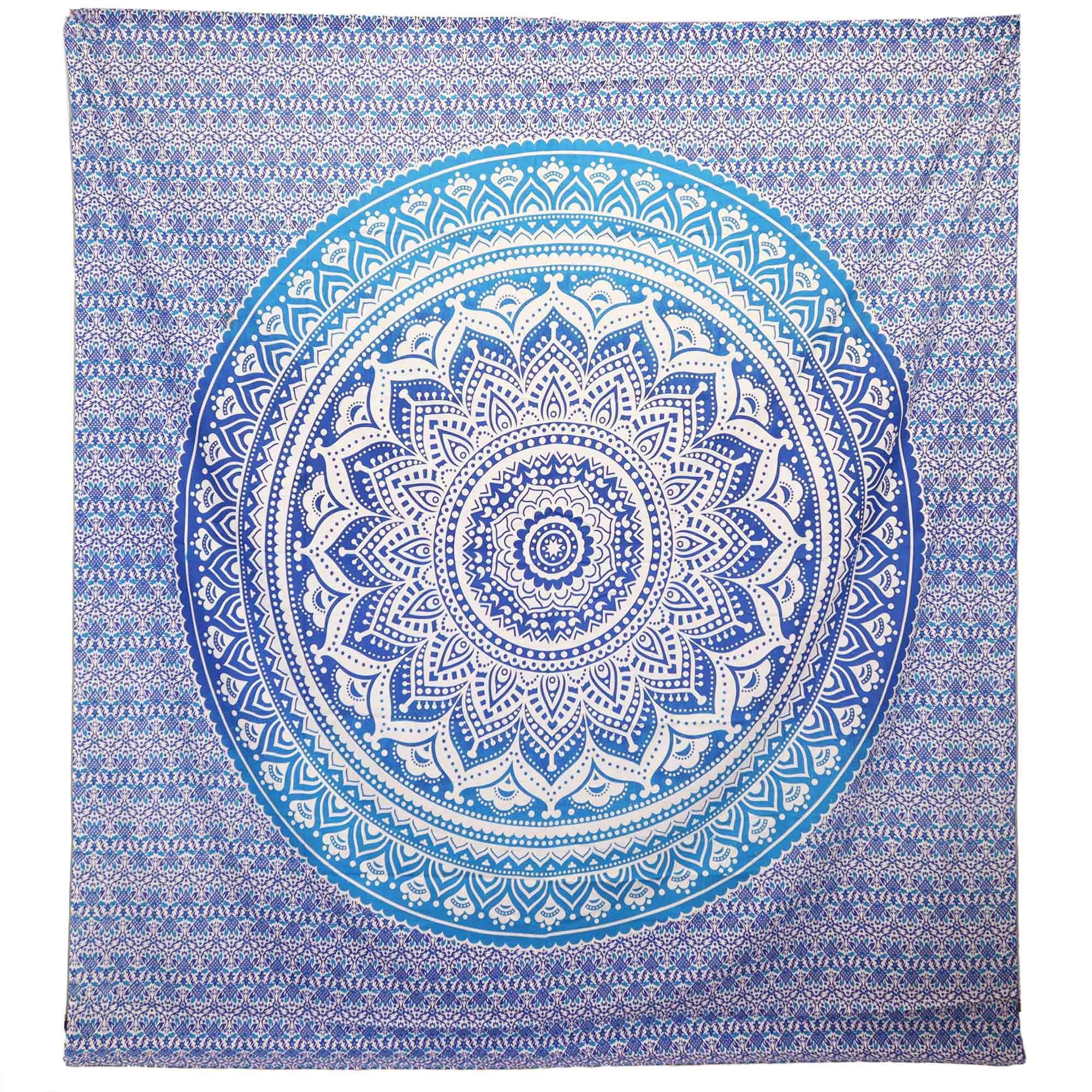 Tapeçaria de Parede ou Pareo Mandala Azul