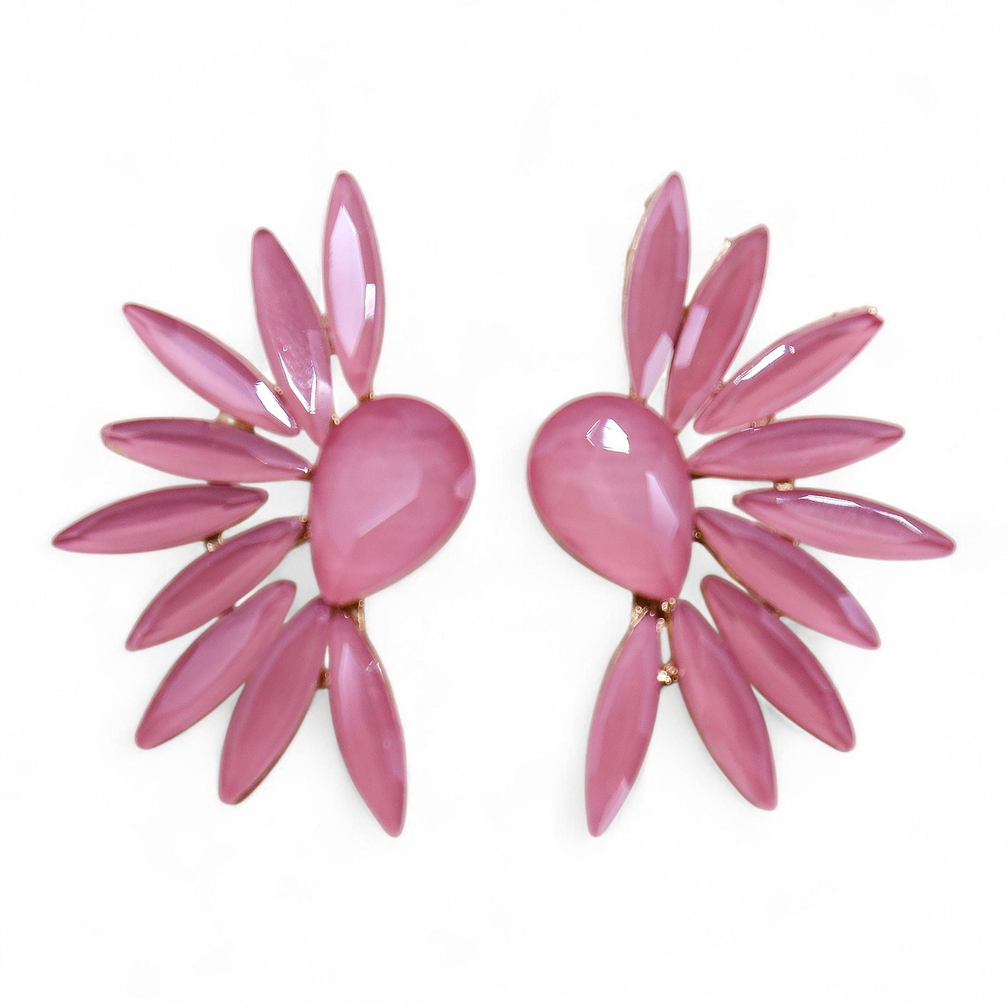 Brincos de Cristal Vintage - Asas de Anjo - Quartzo Rosa