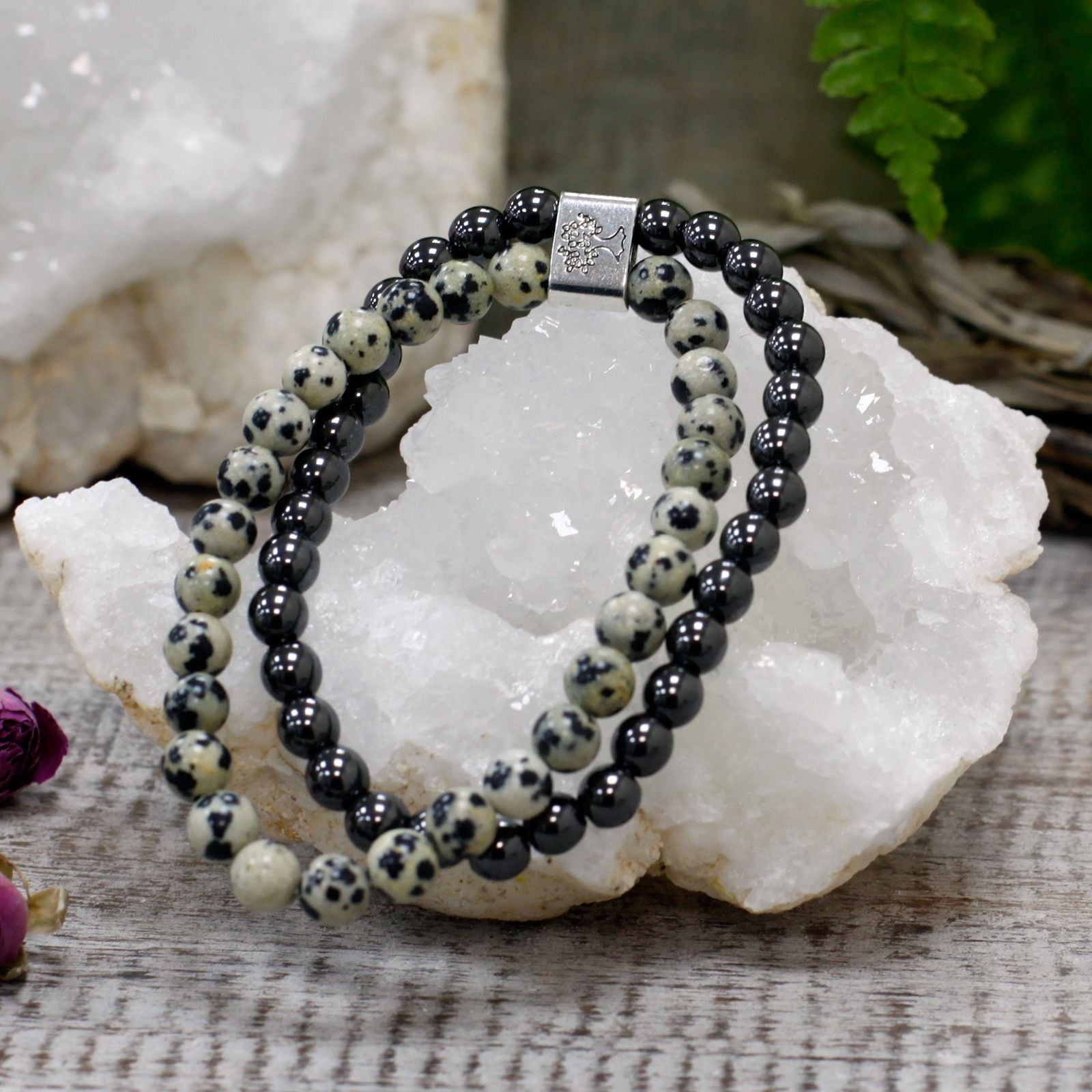 Magnetic Bracelet in Natural Stones – Dalmatian Jasper
