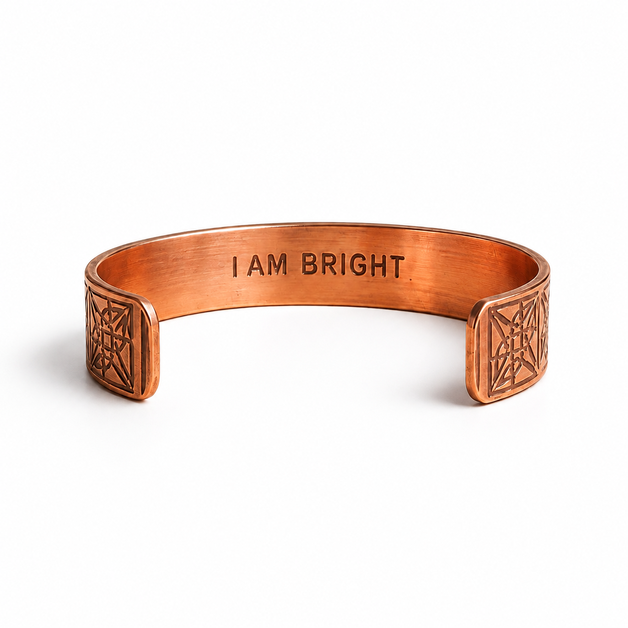 Pulseira em Cobre Maciço com Afirmação Gravada