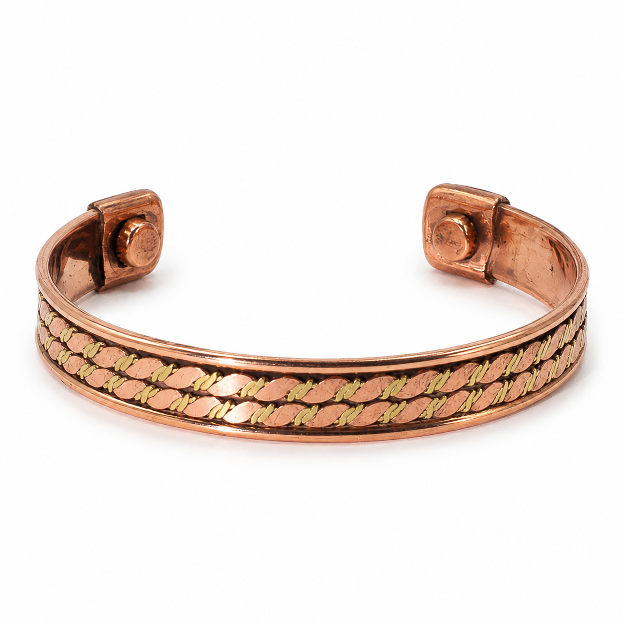 Pulseira em Cobre com Ímanes e Padrão Gravado
