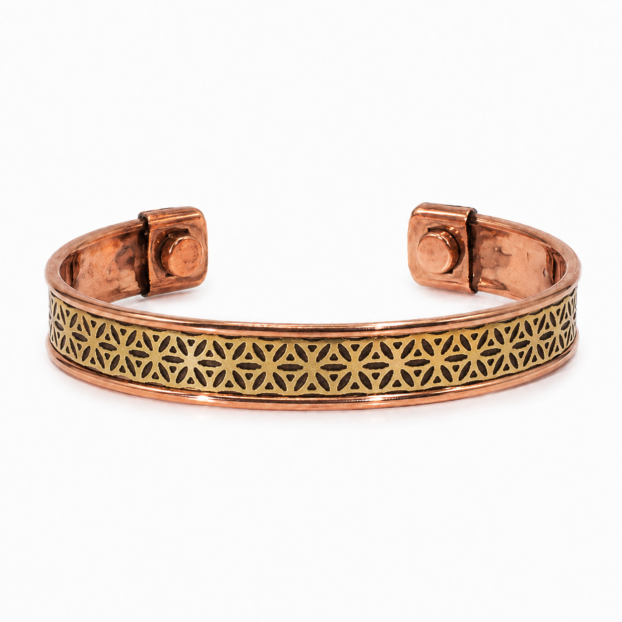 Pulseira em Cobre com Ímanes e Padrão Gravado